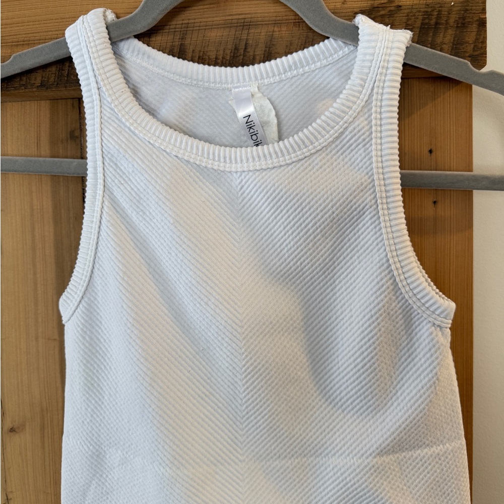 Nikibiki White Ribbed Top one size